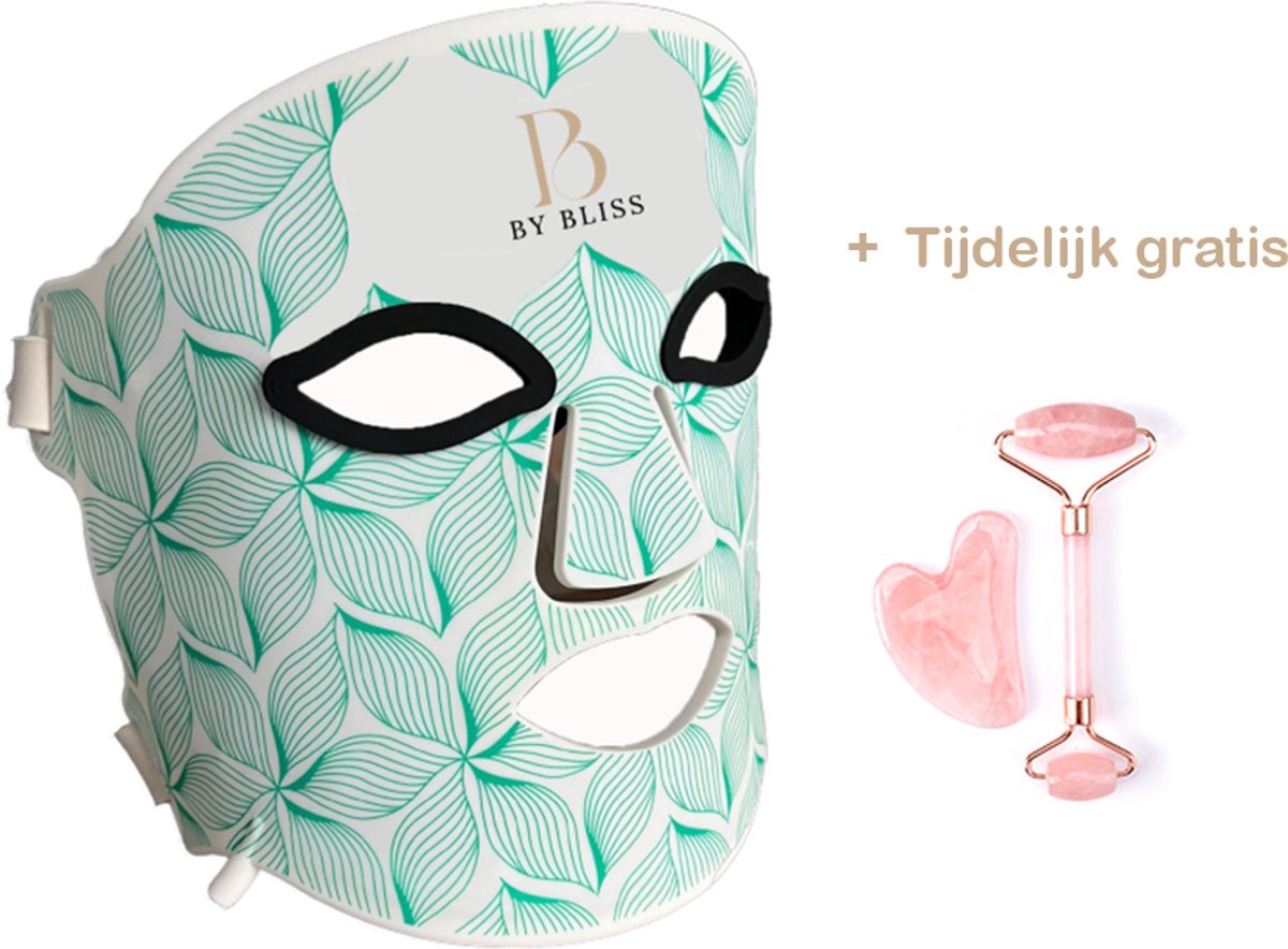 BY BLISS® - Led gezichtsmasker - 8 kleuren - Tijdelijk GRATIS Gua Sha en Jade Roller - Led Masker - Red Light Face Mask - Huidverjongingsapparaat - Led masker huidverzorging - Red light face therapy - Skincare - Pigmentvlekken verwijderen