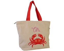 Duurzame Tas Gerecycled Katoen – Boodschappentas met Lange Hengsels - Oh Crab- Origineel cadeau
