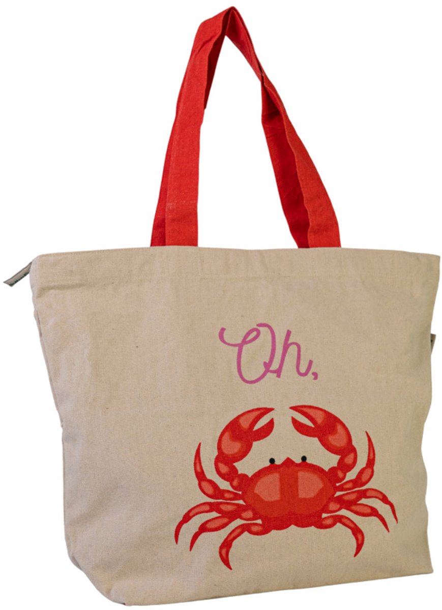 Duurzame Tas Gerecycled Katoen – Boodschappentas met Lange Hengsels - Oh Crab- Origineel cadeau