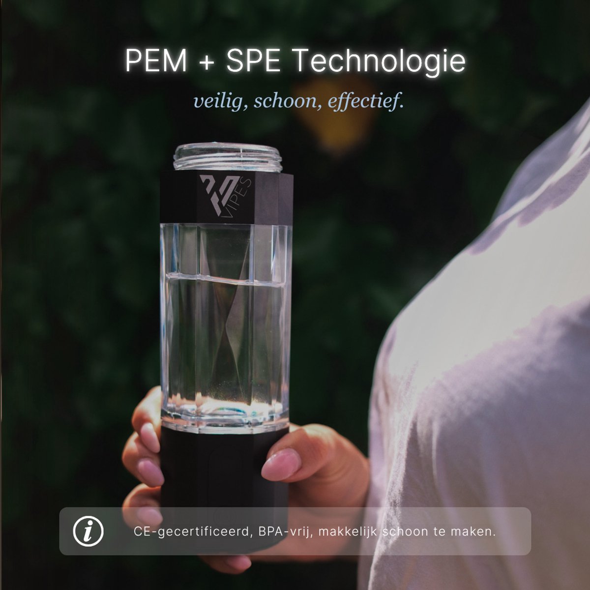 Waterstofwaterfles met PEM SPE Technologie, Glazen