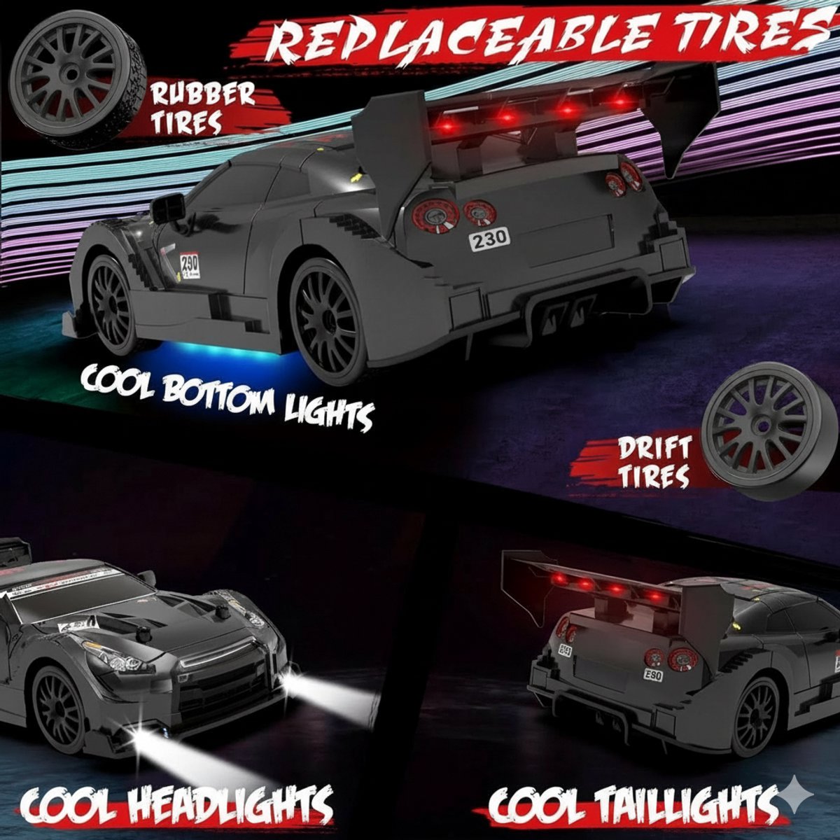 PolkaHome RC Drift Auto 1:24 – Afstandsbestuurbare RC Auto – 4WD – 2 Accu’s – 20 km/h — afbeelding 10