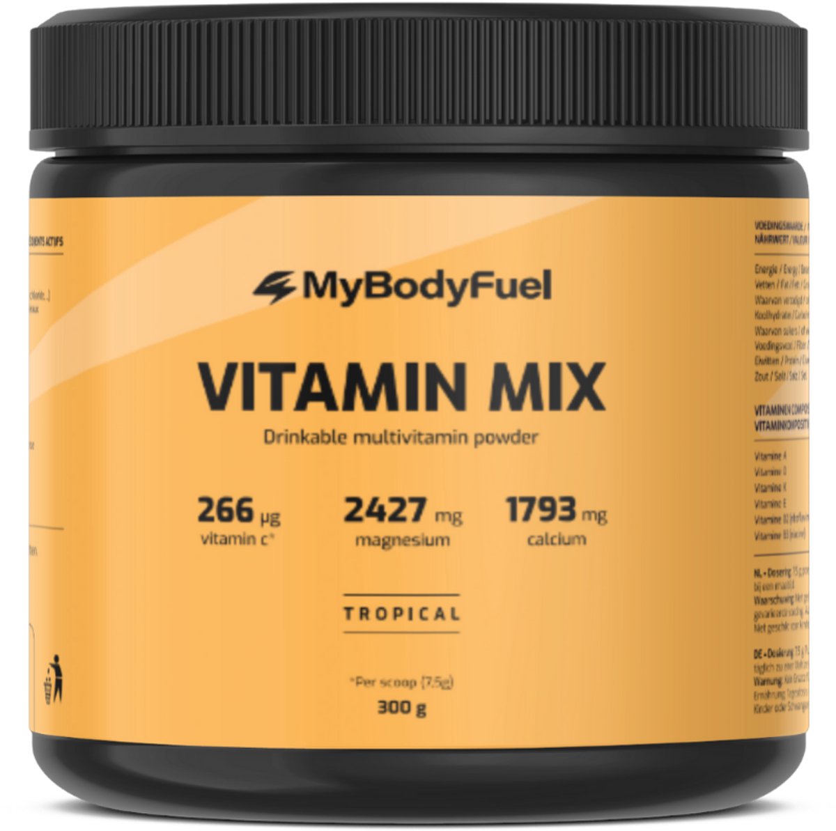 MyBodyFuel - Multivitamine Poeder - Tropical - Vitamine Mix met Magnesium, Vitamine C, Vitamine D & B12 - 300 g