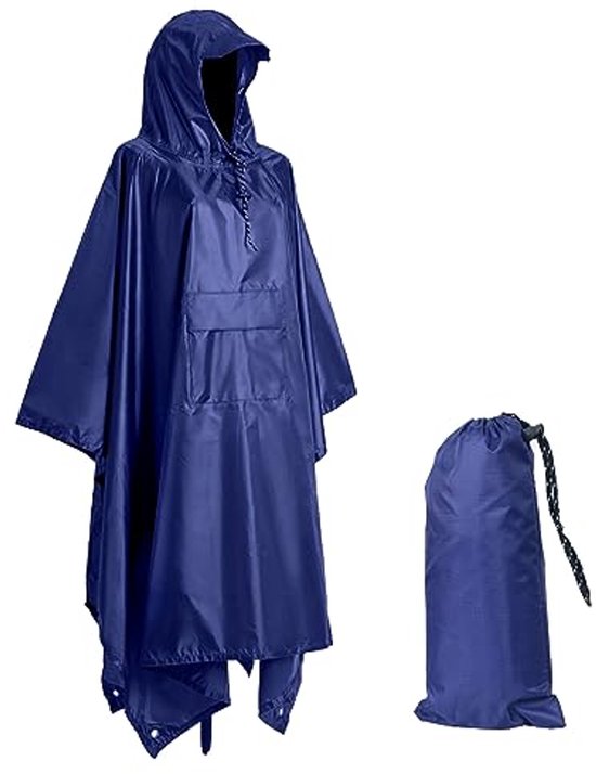 thumbnail: Waterdichte Regenponcho Voor Volwassenen - Multifunctionele Regencape Met Capuchon