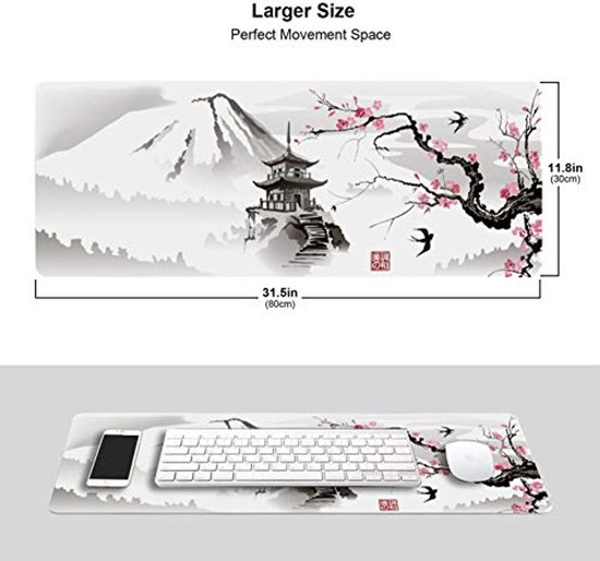 XL Gaming Muismat met Japanse Kersenbloesem - 80 x 30 cm Antislip Bureaumat — afbeelding 3