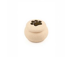 Artic Tavira Urn (XS) – Met Dierenpootje – Beige – Matte – 120ML – Zandsteen – Rustieke Zandstenen Urn – Handgemaakt – Mini Urn – Menselijk As – Huisdieren Urn – Urn Hond – Urn Kat – Urn voor As Volwassen – Urne – Urnen – Familie Urn