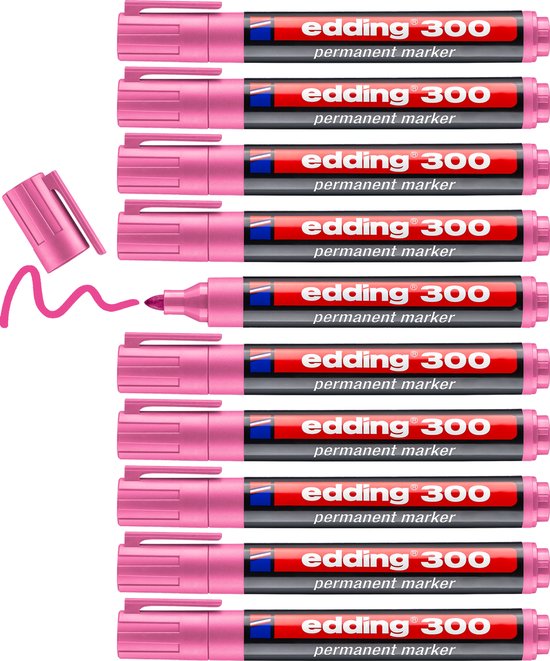 Tien roze edding 300 permanente markers.