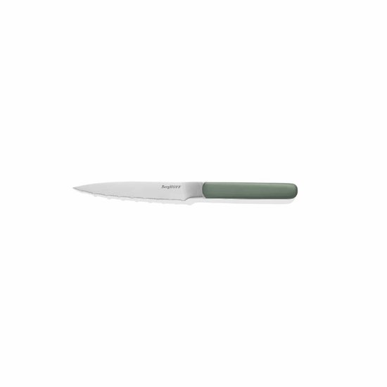 Kartelmes met zilverkleurig lemmet en khaki handvat, geïsoleerd op wit.