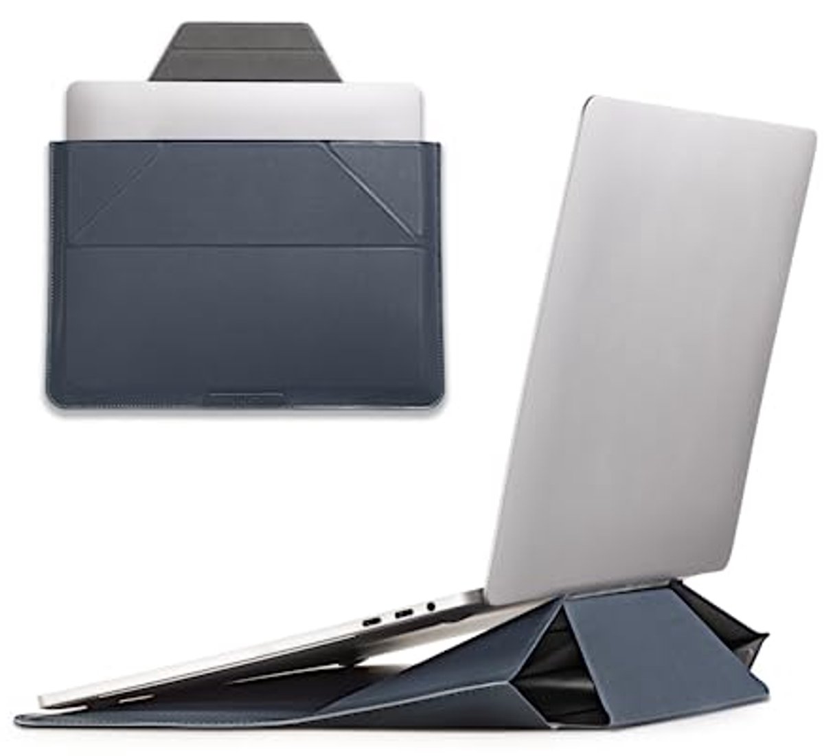 Dunne Laptopdraagtas met Onzichtbare Standaard tot 13,3 inch - Marineblauw