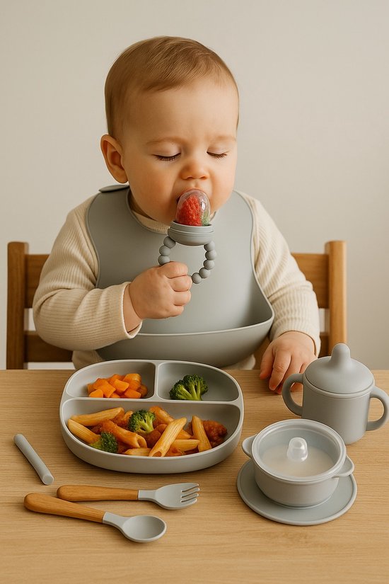 MOJINL Siliconen babyserviesset, antislip, kinderserviesset met zuignap