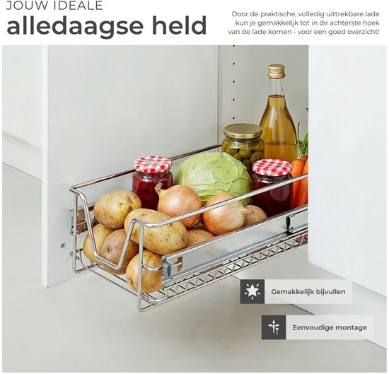 Froadp Keukenplank Telescopische Lade Verchroomd Opbergmanden met Lade Trekkers Kast Uittrekbare Plank Kastmanden Uitschuifbare Keukenrek voor 30cm Kasten (Werkelijke Breedte 27cm, 2 Stuks Froadp Keukenplank Telescopische Lade Verchroomd Opbergmanden met Lade Trekkers Kast Uittrekbare Plank Kastmanden Uitschuifbare Keukenrek voor 30cm Kasten (Werkelijke Breedte 27cm, 2 Stuks
