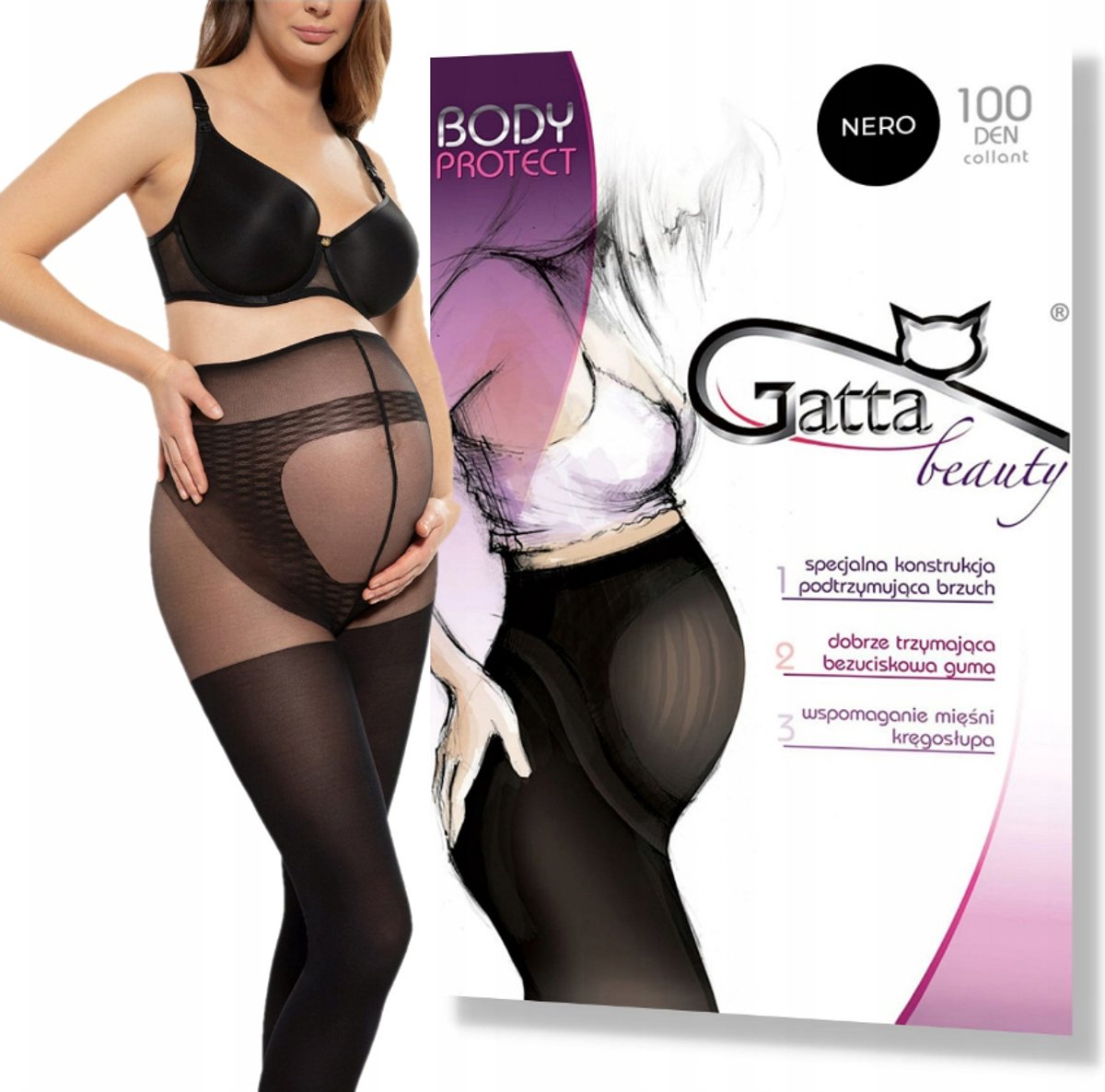 Gatta Zwangerschapspanty - 100 DEN - Zwart - Dames Panty - Zwanger - Ondersteunende Panty - (1 Stuks)