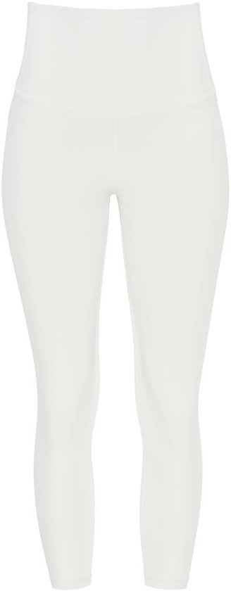 Witte hoge taille 7/8 sportlegging met een logo op de enkel.