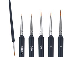 Detail Brush Set - 6 Pieces Model Building Brushes - Artist Brushes - Painting by Number - Miniature Brush Set voor Acrylic - Watercolor - Oil - Details - Nail Art - Fine Artists