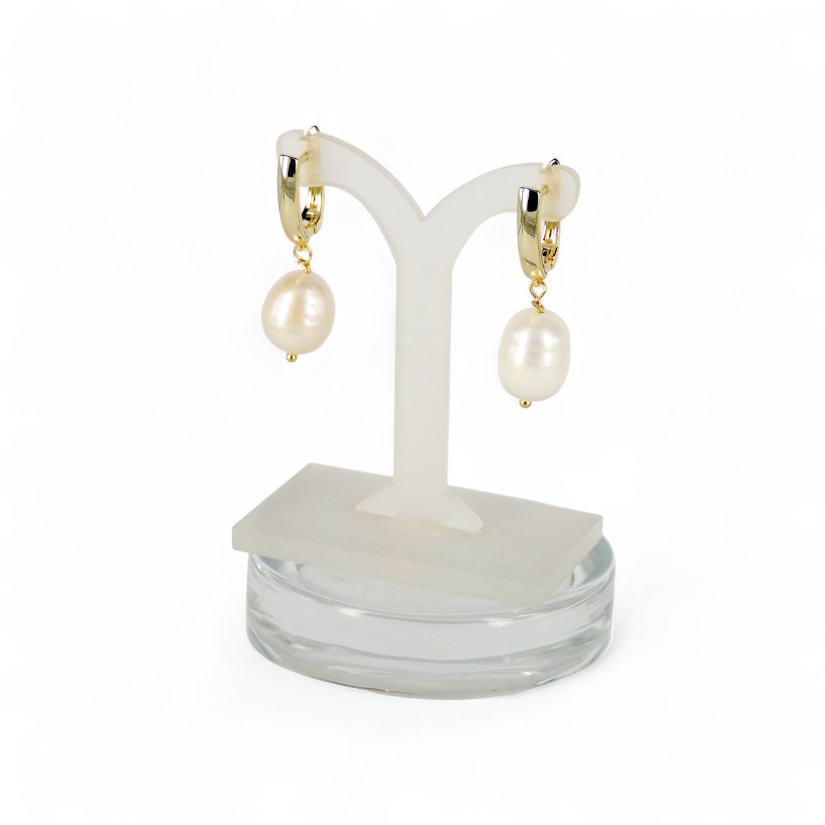 KAYEE - Gouden pareloorbellen met zoetwaterparel - crème - 13-15mm