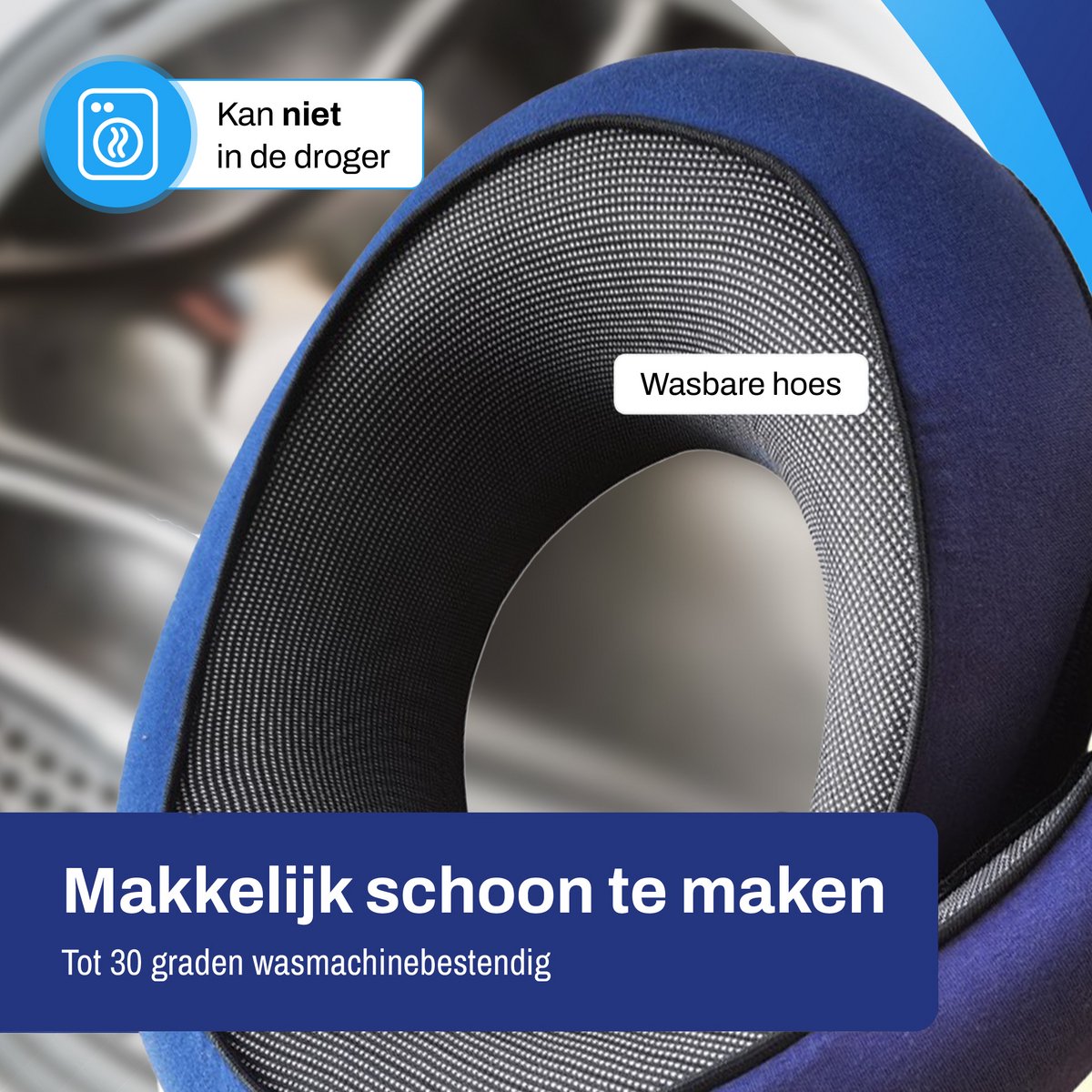 Sleeptight Nekkussen Vliegtuig of Auto - Reiskussen Set - 360° steun - Nekkussen Traagschuim - Travel Pillow Memory Foam - Met Oordoppen en Oogmasker - Blauw — afbeelding 7