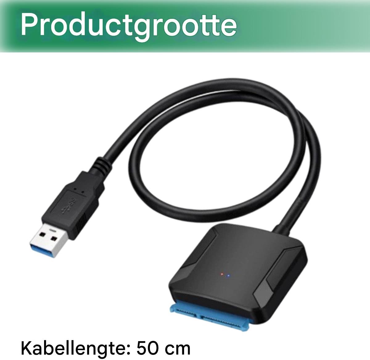 Elkuaie Sata Naar Usb Kabel - Externe Harde Schijf Adapter - Voor 2.5 En 3.5 Inch Ssd En Hdd - 1 Stuks - Thuisgebruik zwart
