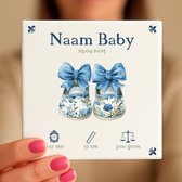 Gepersonaliseerde Baby Tegeltje – Met Naam, Geboortedatum, Gewicht, Lengte en Tijd – Blauwe Schoentjes