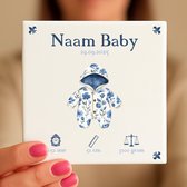 Gepersonaliseerde Baby Tegeltje – Met Naam, Geboortedatum, Gewicht, Lengte en Tijd – Blauw Rompertje