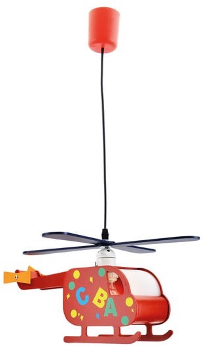 Kinderkamer Hanglamp "Hubert" Helikopter G3 Fitting Breedte 35cm Lengte 36cm Totale hoogte 80cm Hout-Kunststof
