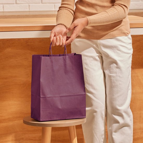 Sac en papier Kraft bordeaux (Medium) - Tassen en papier - 24 x 12 x 31 cm - Paquet de 50