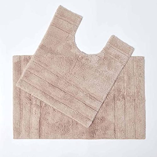 Omkeerbare Antislip Mat HOMESCAPES Toiletmat – Luxe 1600 G/m² Katoen, Omkeerbaar, Super Absorberend En Snel Drogend, Crèmekleur 50 X 55 Cm Homescapes Badkamermat