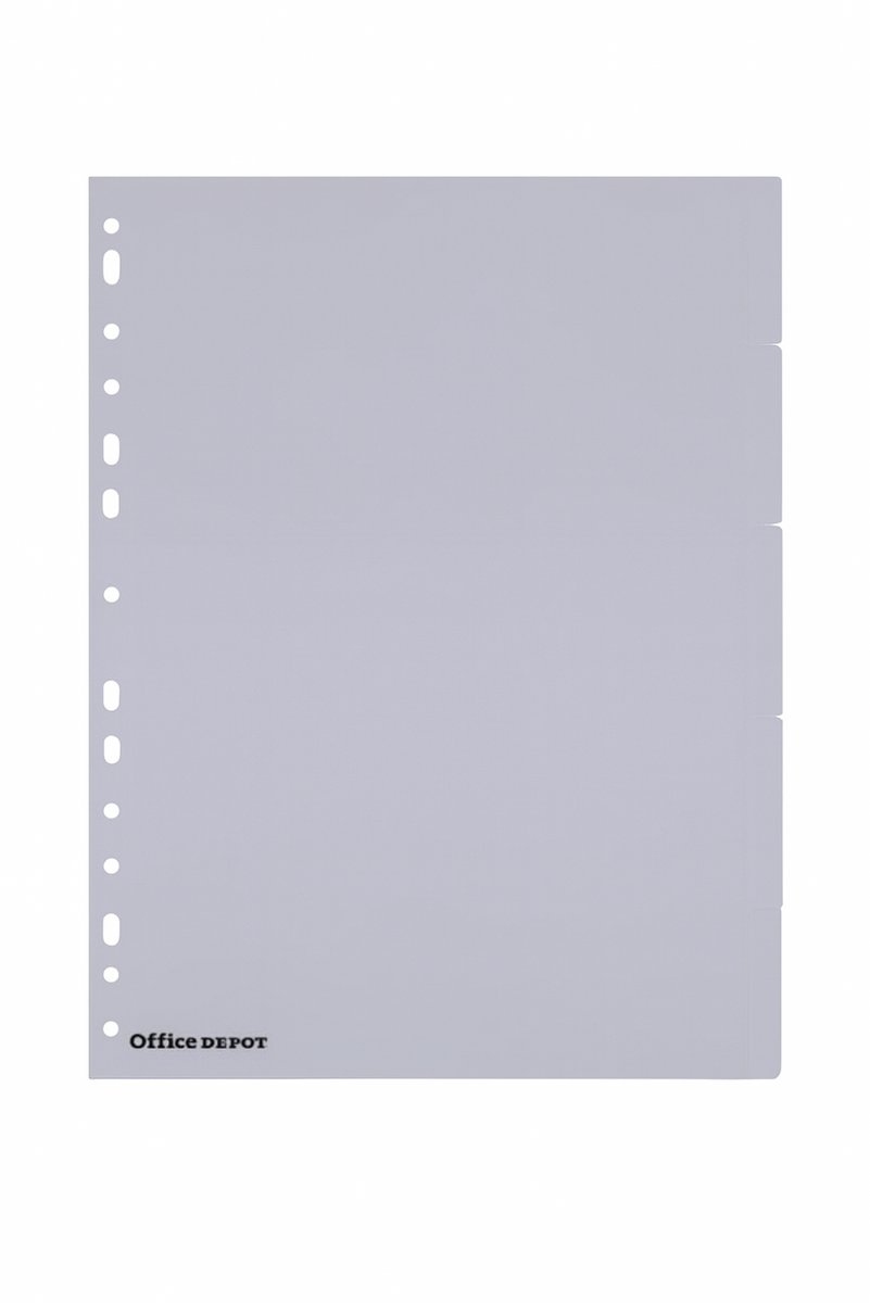 Office Depot - Tabbladen A4 - 5 tabs - Grijs - 23-gaats - Polypropyleen