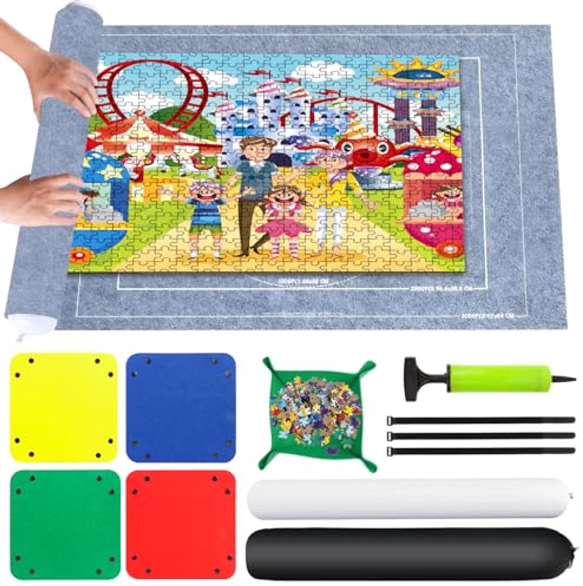 Draagbare Puzzelmat voor 1000, 1500 of 2000 Stukjes - Antislip Viltmat 80 x 120 cm