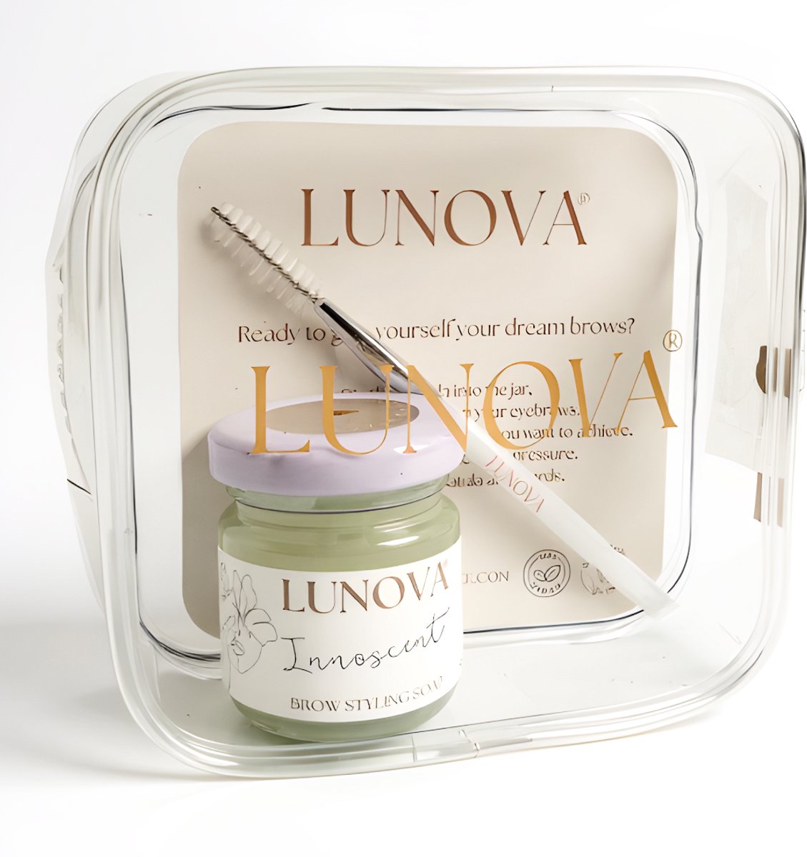 Lunova - Brow Styling Soap - Wenkbrauw gel - Wenkbrauwzeep - incl. wenkbrauw borsteltje - geur Innocent