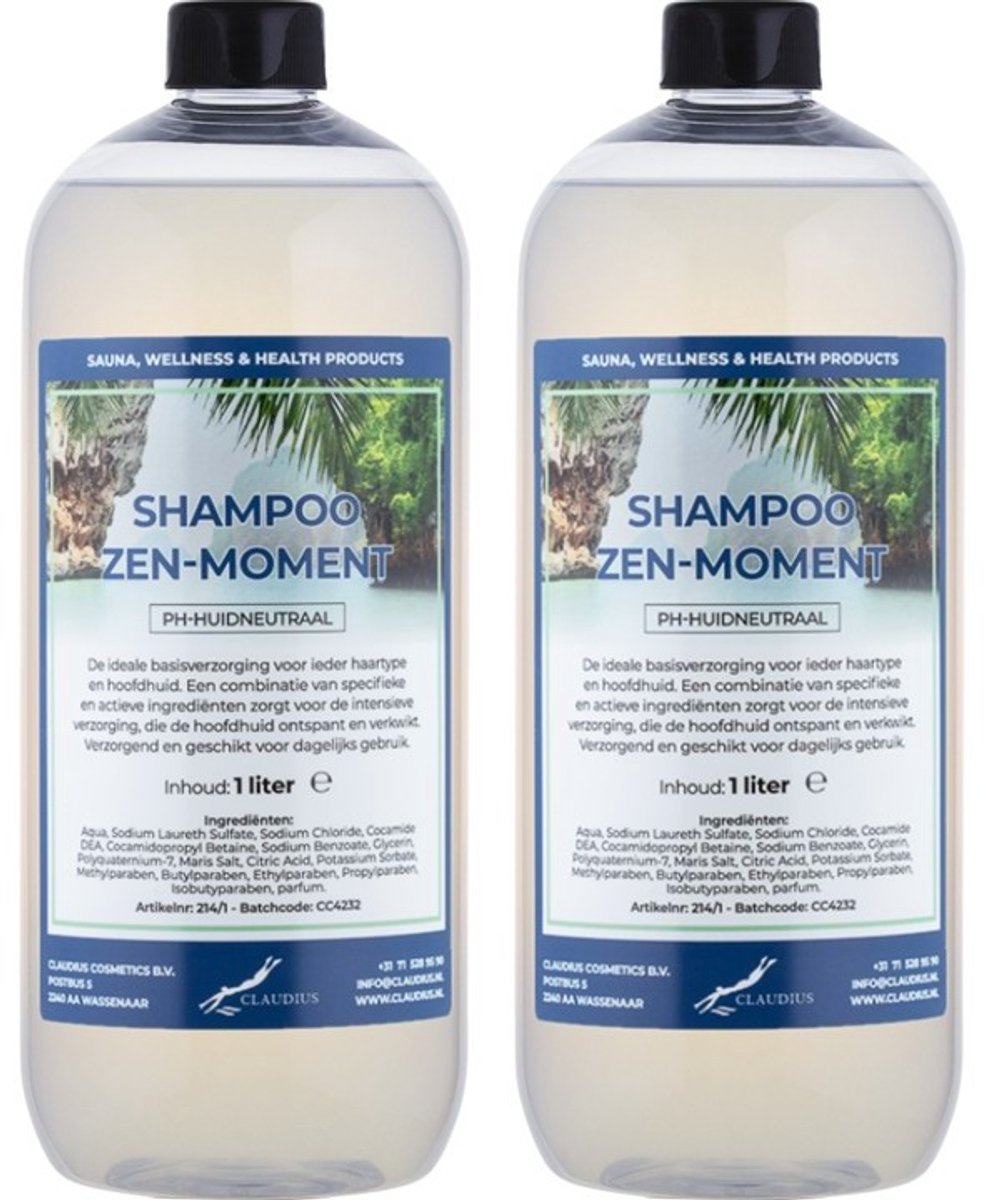 Shampoo Zen Moment - 1 liter (transparant) - 2 Stuks - Voordeelverpakking - Haarverzorging