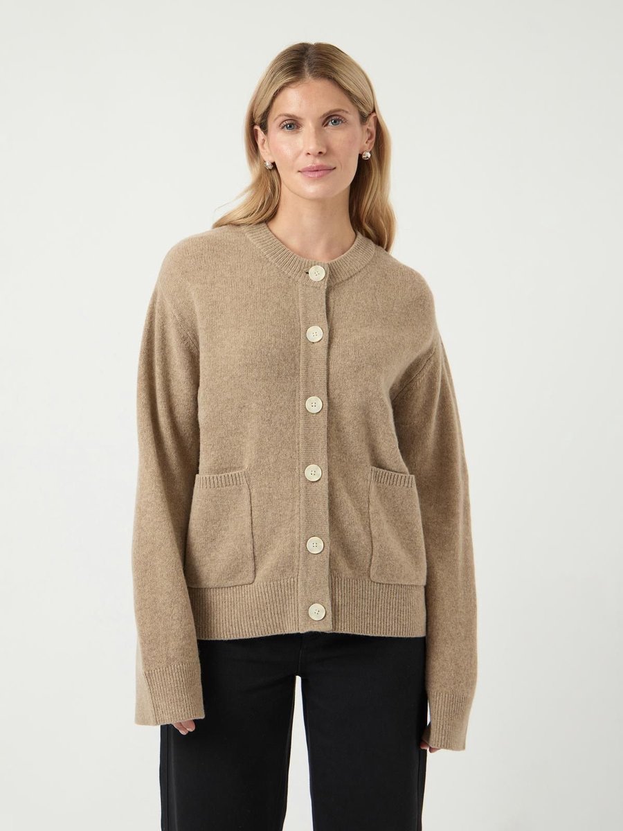 Y.A.S. Nola Wool LS Knit Cardigan Oat Milk