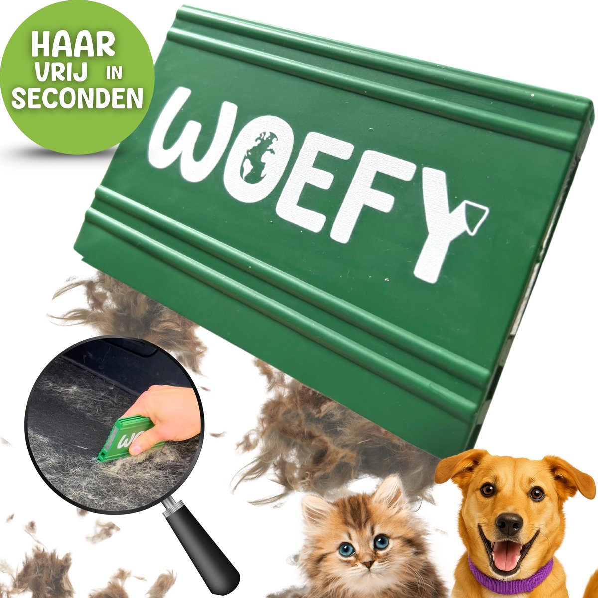 Woefy - Haarverwijderaar voor Huisdieren - Auto, Meubels & Stoffen - Groen