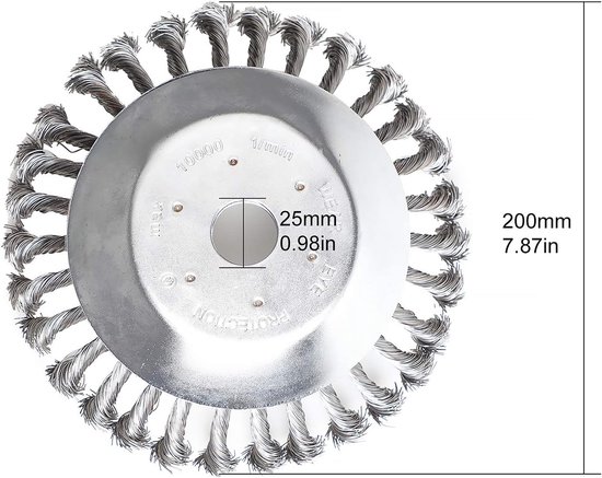 Weed Brush voor Brush Cutter - 200 x 25.4 mm - Professionele Weed Trimmer Accessoires - 30 Strands Staal Draad — afbeelding 5