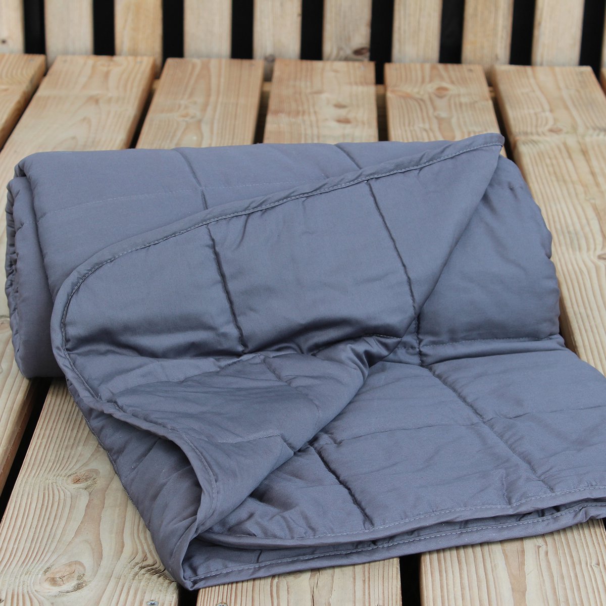 Polydaun Verzwaringsdeken - anti-stress deken - katoenen tijk - gewicht ± 7 kg - antraciet - 140x200 cm