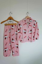 Hello Kitty Meisjes 100% Katoen Polar Fleece Gezicht Lange Pyjama Set - 7-8 Jaar 128cm Roze