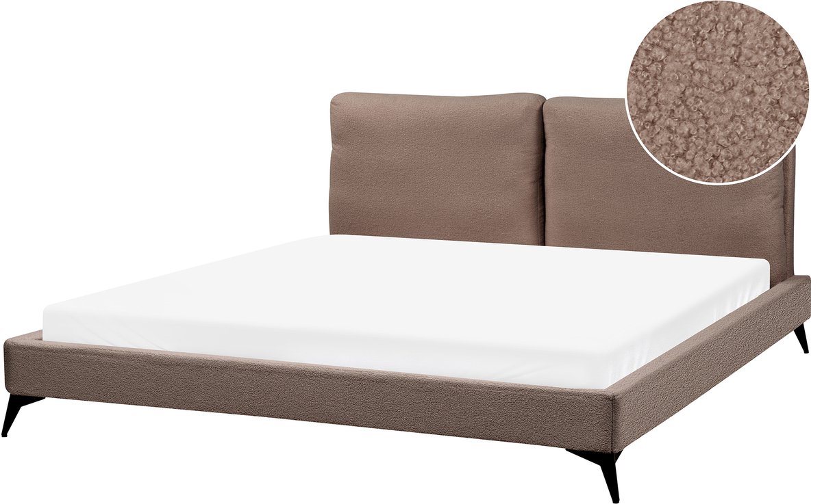 MELLE - Tweepersoonsbed - Bruin - 180 x 200 cm - Bouclé