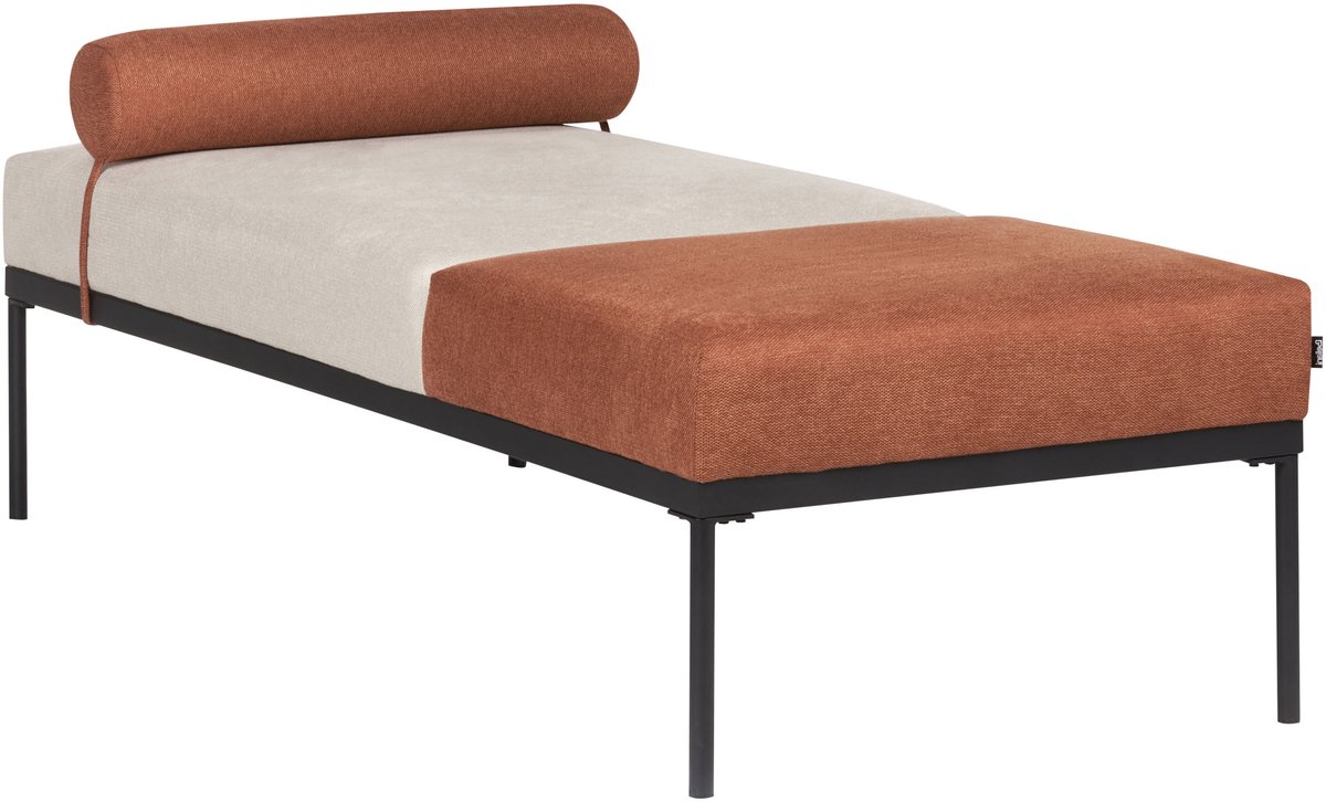 Beliani MALMOS - Chaise longue - Goudbruin - Kunstlinnen Beige