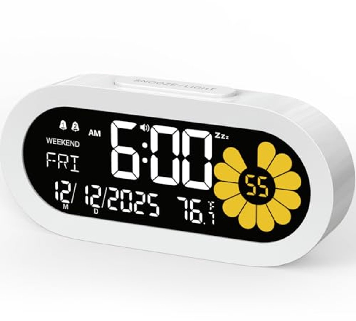 Digitale wekker met VA LCD-display - dubbele alarmfunctie, 9 minuten sluimer, weekendmodus, 3 helderheidsinstellingen en meerdere alarmen