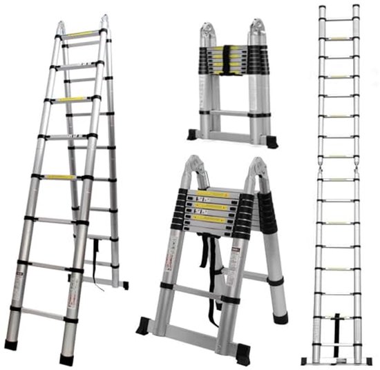 VEVOR Telescopische Ladder Vouwladder Trapladder Leunladder Multifunctionele 2880 Mm 1270886302 VEVOR Telescopische Ladder Vouwladder Trapladder Leunladder Multifunctionele 2880 Mm 1270886302