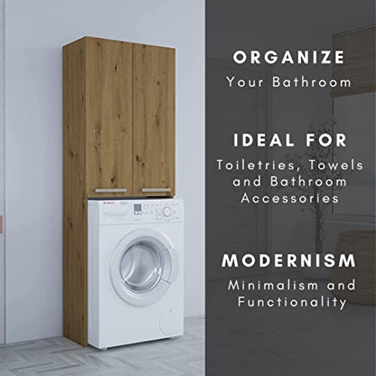 Wasmachine Kast met Plank voor Badkamer - Ruimtebesparende Oplossing voor Wasruimte