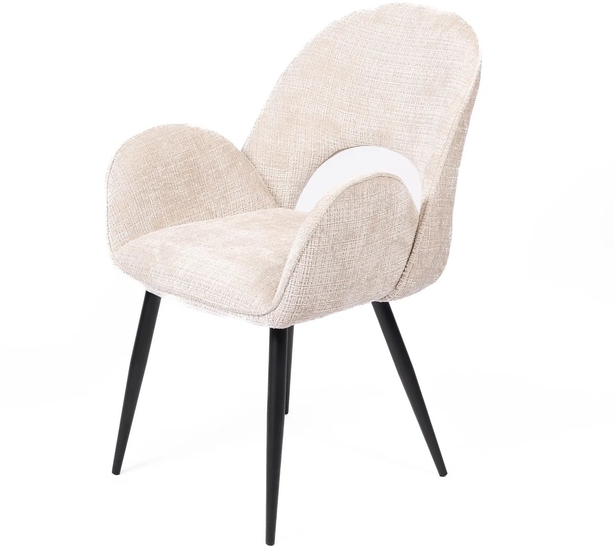 DepotHome - Dante beige - Set van 2 stoelen - Zwarte metalen onderstel