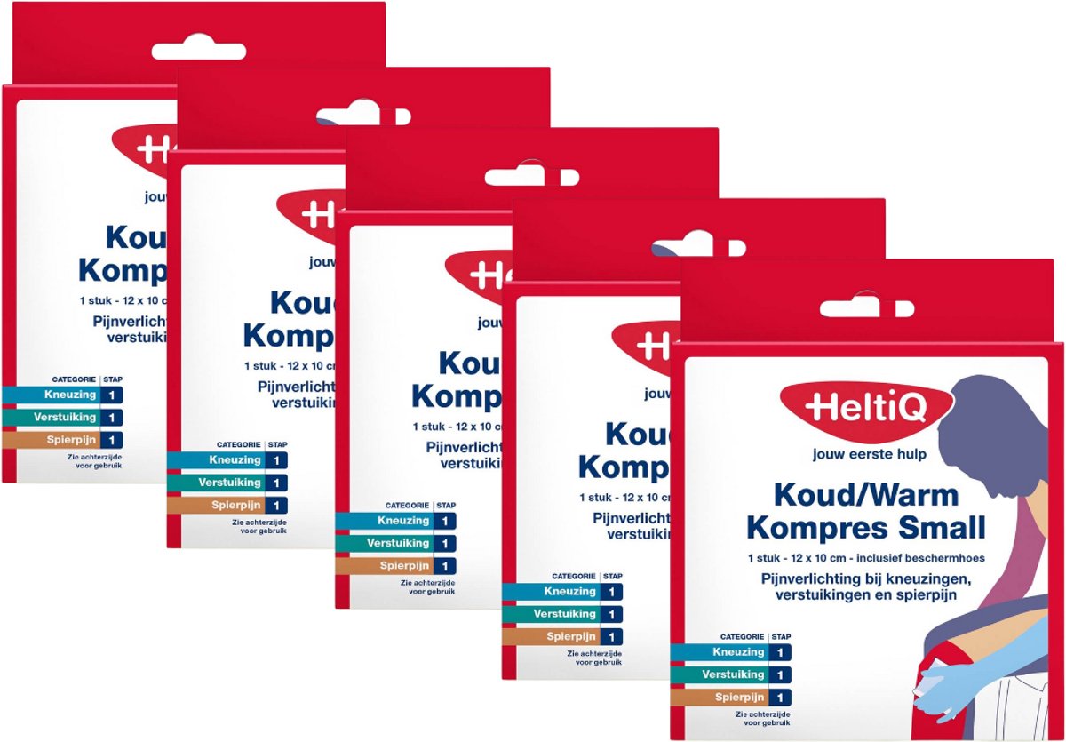 Hot/Cold Packs 12x10cm Set 5 Stuks, Inclusief Beschermhoes