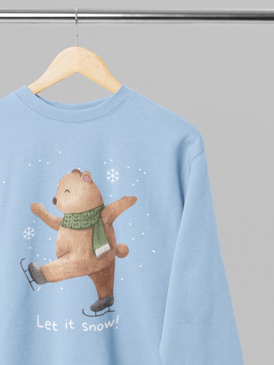 Foute kersttrui - Let it snow - Wurban Wear | 18+ | Grappige sweater | Leuk cadeau | Unisex sweater | Oversized sweater | Kersttrui heren | Foute kerstkleding | Kerst sweater | Kerst diner | Kersttrui dames | Foute kersttruiendag 2025 | Licht blauw