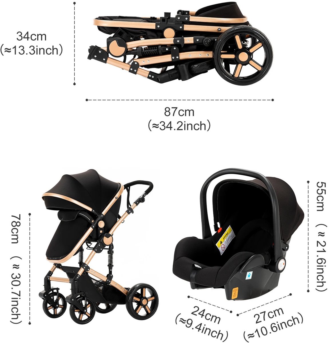 NaevaMi Luxe 3-in-1 Kinderwagen - Buggy - Inclusief - afbeelding 2