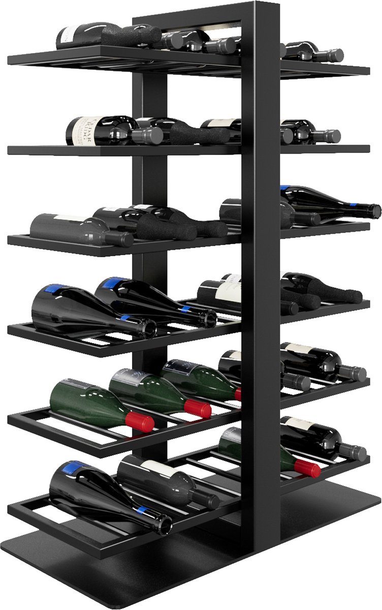 MetaloPro Wijnrek Corse – Zwart Metalen Flessenrek Voor 60 Wijnflessen, Robuust Design, Ideaal Voor Keuken, Kelder Of Bar – 110x80x30cm