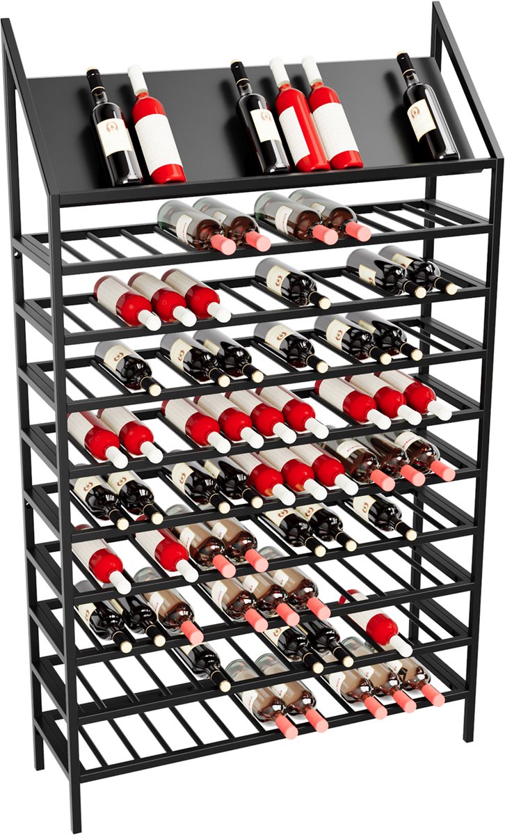MetaloPro Wijnrek Napa – Zwart Metalen Flessenrek Voor 130 Wijnflessen, Robuust Design, Ideaal Voor Keuken, Kelder Of Bar – 170x100x30cm