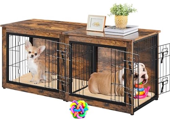Hondenkooi dierenkooi gemaakt van MDF en metaal hondenbox moderne stijl zwart | Netherlands