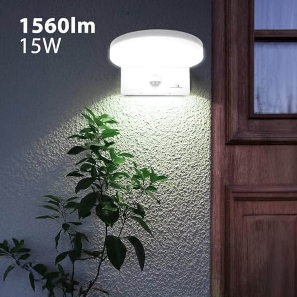LED wandlamp met PIR bewegingssensor en schemersensor - 15W, 1560lm, waterdicht, voor binnen en buiten
