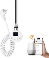 EMKE Elektrisch Verwarmingselement - Slimme Thermostaat - Week Timer - voor Handdoekradiator - 600W - Wit