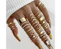 Joboly Set 30 Ringen Goudkleurig 15 - 19 mm - Ringenset Dames - Ring Set