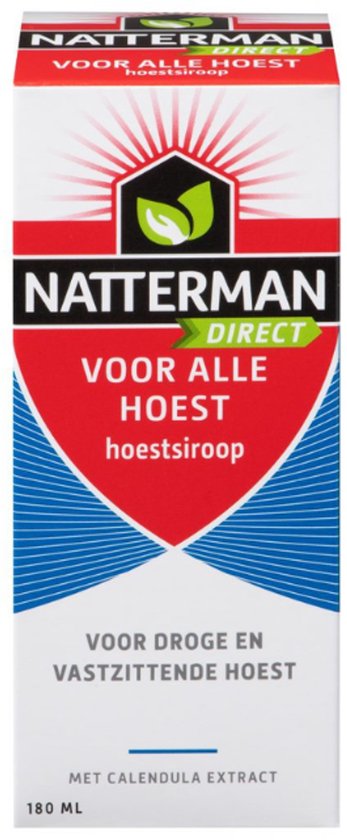 Natterman Direct Voor Alle Hoest Hoestsiroop - Voor droge en vastzittende hoest - Met calendula extract - Vanaf 18 jaar - Hoestdrank - Medisch hulpmiddel - 180 ml